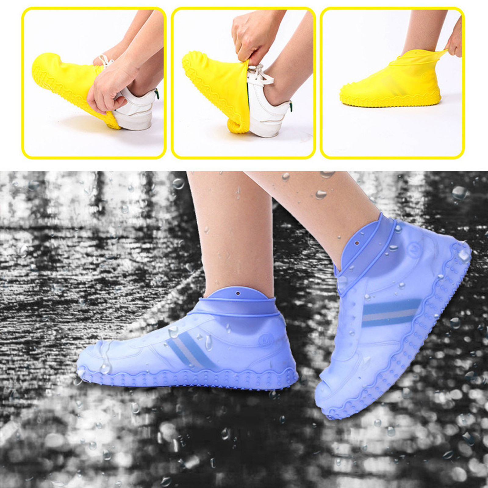 Бахилы чехлы силиконовые водонепроницаемые на обувь от воды и грязи размер S 32-36 см 149562