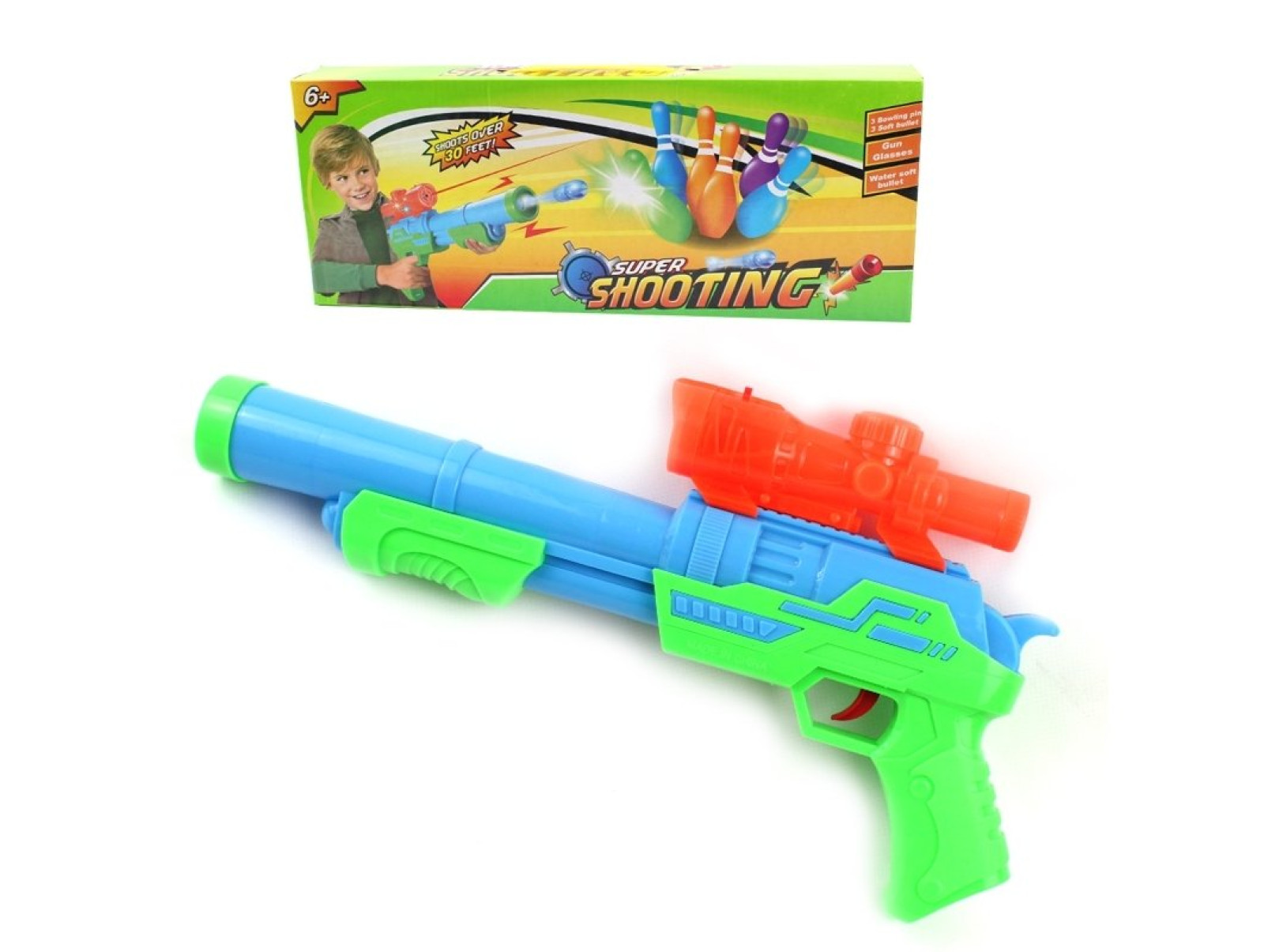 Детский пистолет бластер с мягкими и гелевыми пулями Super Shooting 132428