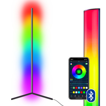 Торшер напольный RGB, угловой напольный светильник, LED лампа напольная 140 см чёрный, Bluetooth управлением 207348