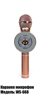 Микрофон - колонка с bluetooth WS-668 розово - золотой 197600