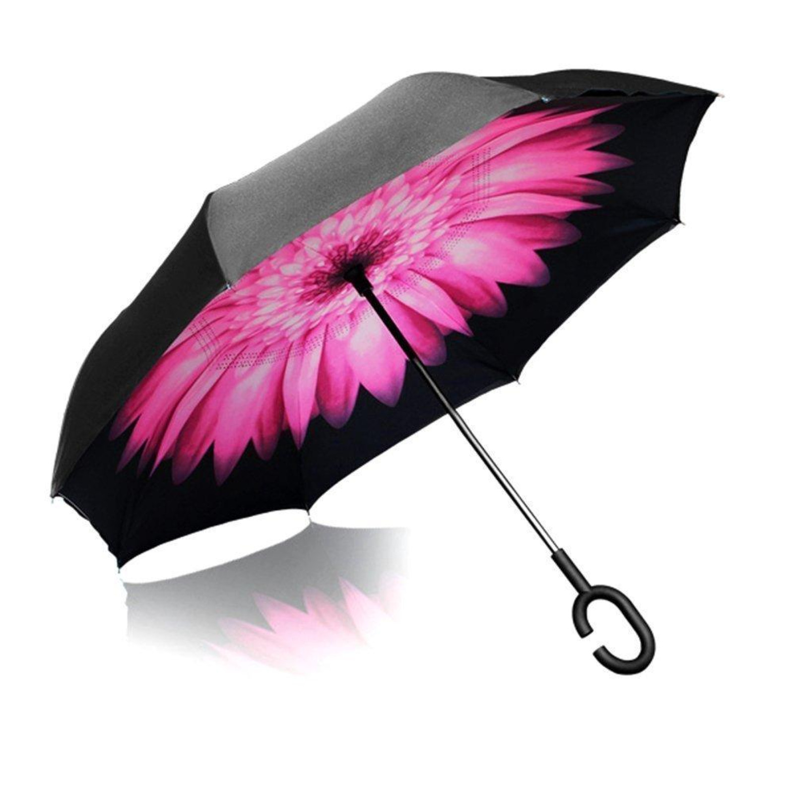 Зонт обратного сложения, антизонт, умный зонт, зонт наоборот Up Brella Цветок Розовый 154308